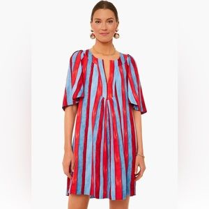 Tuckernuck Pomander Place Painterly Stripe Flutter Sleeve Finley Dress Large